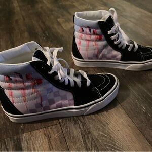 Vans K-pop Demon Hunters Black and White Checkered Kids High-Tops